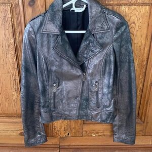 Faith Connexion Shimmering Silver Leather Jacket